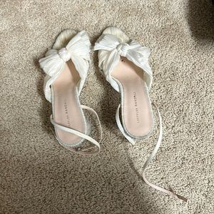 Loeffler Randall White Bow Heeled Sandals